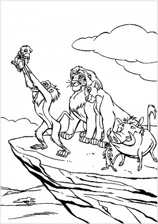 Rafiki baptizes Simba - The Lion King Kids Coloring Pages