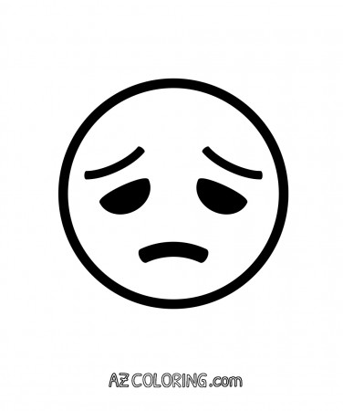 Disappointed, Sad Face Emoji Coloring Page