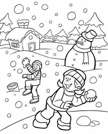 Print snowball fight coloring sheet - Topcoloringpages.net