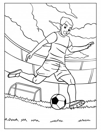 Premium Vector | Soccer coloring page for kids