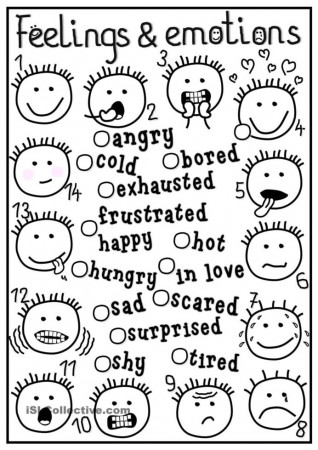Emotions Coloring Sheet #2 Worksheets | 99Worksheets