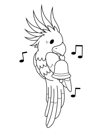 Printable Cockatoo With Bell Coloring Page