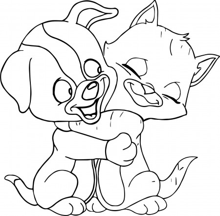 Cat Dog Hug Coloring Page in 2020 | Puppy coloring pages, Dogs hugging,  Animal coloring pages