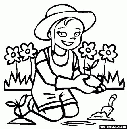 Gardening Coloring Page | Free Gardening Online Coloring | Flower coloring  pages, Garden coloring pages, Coloring books