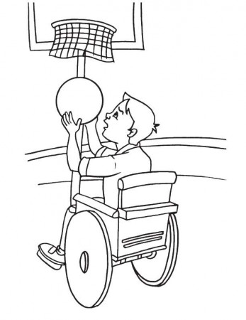 Slam dunk on wheelchair coloring page | Coloring pages, Coloring sheets,  Drawing for kids