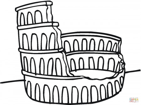 Ruined Colosseum coloring page | Free Printable Coloring Pages