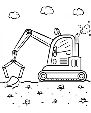 Construction coloring page with excavator - Topcoloringpages.net