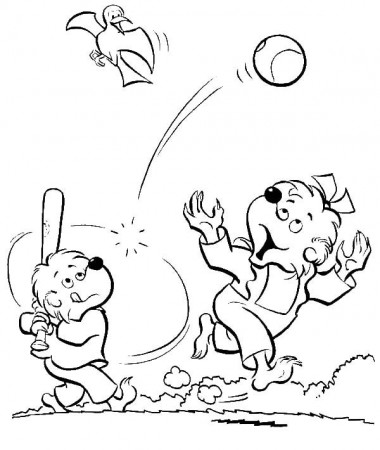 Brother and Sister Berenstain Bear Play Baseball Coloring Pages ...