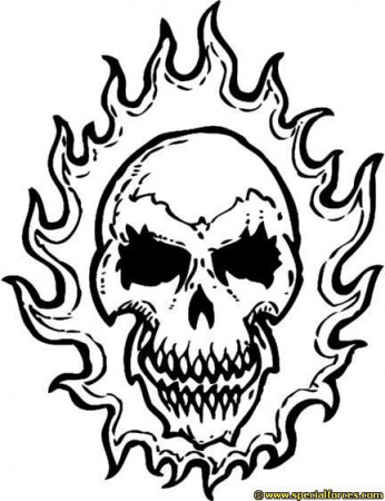 Handwriting Skull With Wings In Flames Coloring Page Free ...