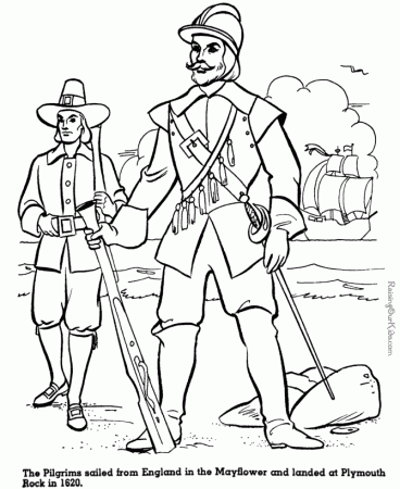 Pilgrims coloring pages - Mayflower at Plymouth Rock
