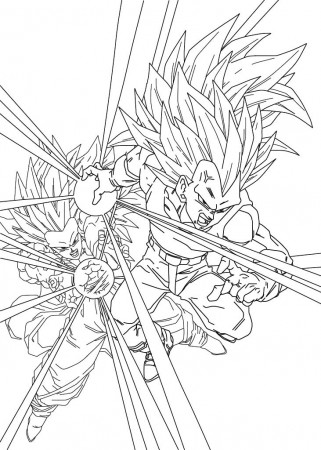Vegeta and Son goku Super Saiyajin - 3 - Dragon Ball Z Kids Coloring Pages