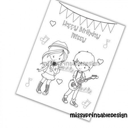 Personalized Rock Band Party Coloring Pages Custom Rock Band - Etsy