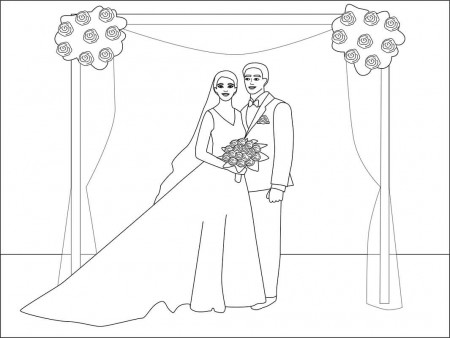 Bride and Groom 1 Coloring Page - Free Printable Coloring Pages for Kids