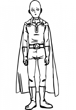 Saitama Caped Baldy Coloring Page - Free Printable Coloring Pages for Kids