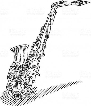 Saxophone Drawing Stock Illustration - Download Image Now - iStock