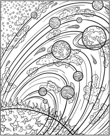 Art Therapy coloring page Moon Sun Stars : Sun and planets 8