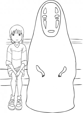 Chihiro and No-Face from Spirited Away coloring page