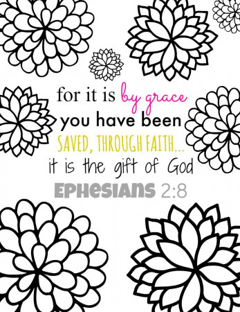 For It Is By Grace Bible Verse Coloring Page & Printables | Bible ...