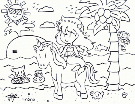 unicorn and mermaid coloring page - Clip Art Library