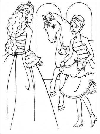 Barbie Horse Coloring Page for Kids - ColoringBay