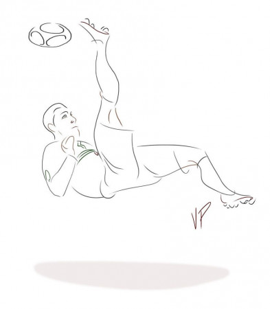 Cristiano Ronaldo Bicycle Kick Drawing Sketch Coloring Page