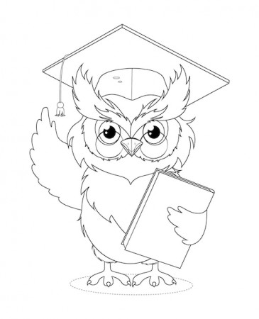 Premium Vector | Coloring page smart owl graduate with a book