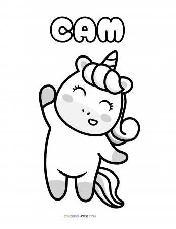 Cam unicorn coloring page