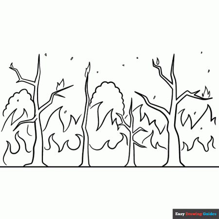 Forest Fire Coloring Page | Easy Drawing Guides