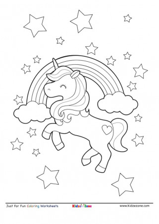 Unicorn Rainbow Coloring Page - KidzeZone