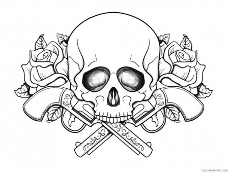 Skull Coloring Pages Guns And Roses Coloring4free Com_ Free Printable Sugar  Candy Hello – azspring