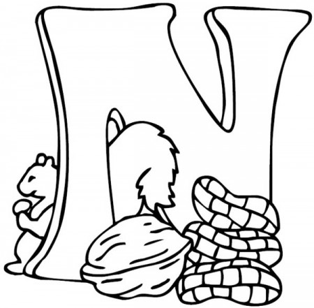 Big Letter N For Nut Coloring Page : Coloring Sun