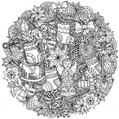 Christmas mandala - Christmas Adult Coloring Pages