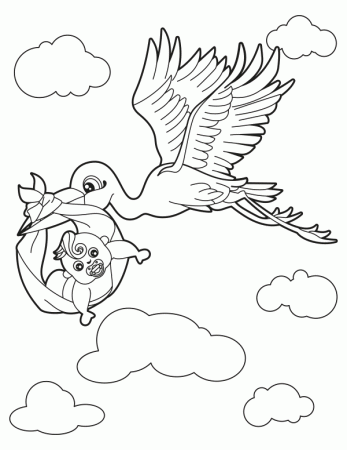 Printable Stork With Baby Coloring Pagemuseprintables.com