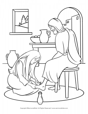 Mary Anoints the Feet of Jesus Coloring Page | Sermons4...