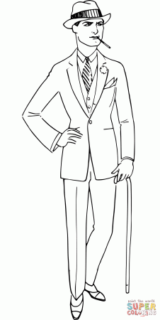 Vintage Man in a White Suit coloring page | Free Printable Coloring Pages