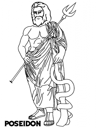 Poseidon with Trident Coloring Page - Free Printable Coloring Pages for Kids