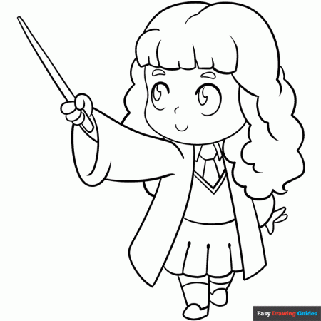 Hermoine Granger from Harry Potter Coloring Page | Easy Drawing Guides