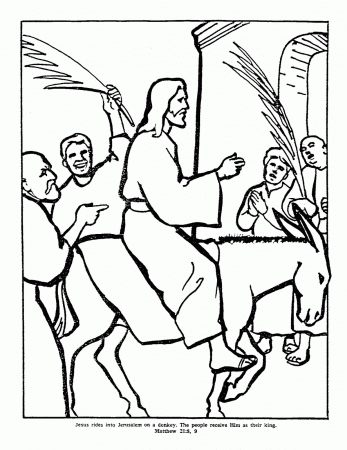 Jesus triumphal entry into Jerusalem on donkey coloring pages and ...