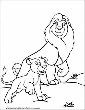 Mufasa & Simba Lion King Free Coloring Page