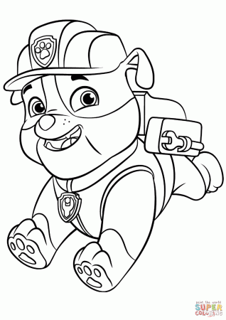Paw Patrol Rubble with Backpack | Super Coloring | Paw patrol ...