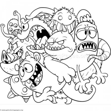 Funny Cartoon Monsters Coloring Pages | Monster coloring pages, Doodle art  designs, Coloring pages