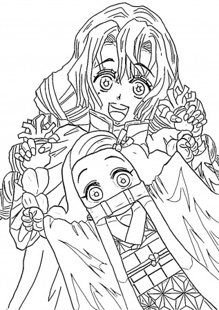 Coloring page Mitsuri and Nezuko Print Free