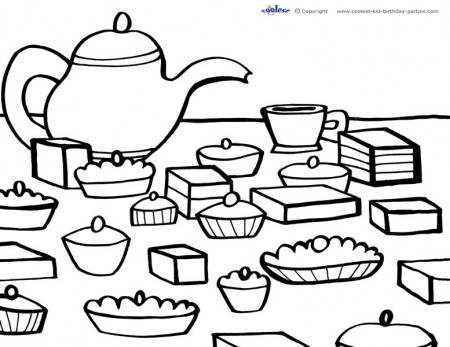 Printable Tea Party Coloring Page 5 - Coolest Free Printables