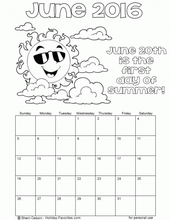 Printable June 2016 Calendars | Holiday Favorites