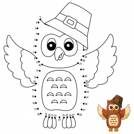 Premium Vector | Dot to dot thanksgiving owl coloring pages