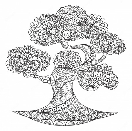 Premium Vector | Tree zentangle style, coloring page