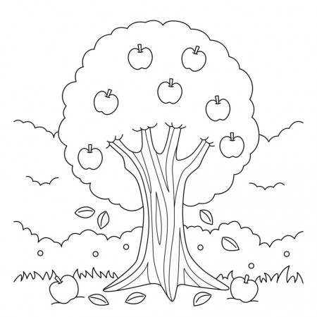 Apple Tree Coloring Page for Kids 5073791 Vector Art at Vecteezy
