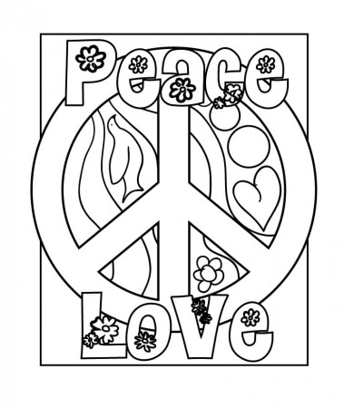 Peace Love Coloring Page - Free Printable Coloring Pages for Kids