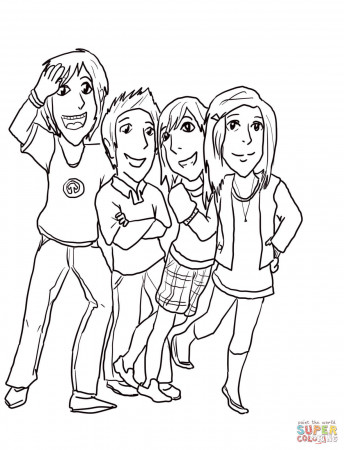 Gibby, Freddie, Sam, and Carla from Icarly - Icarly coloring pages