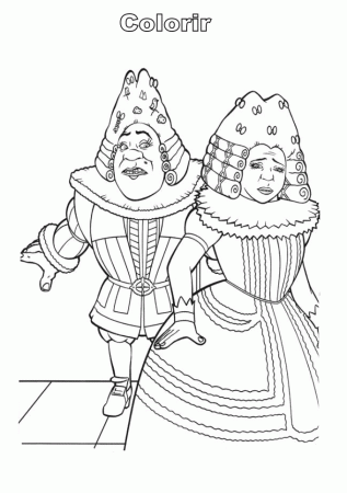 Shrek e Fiona vestidos príncipe e princesa para colorir | (example 